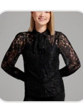 ModCloth Dangerfield Darken Your Doorway Lace Puff Sleeve Blouse sz 18 AU